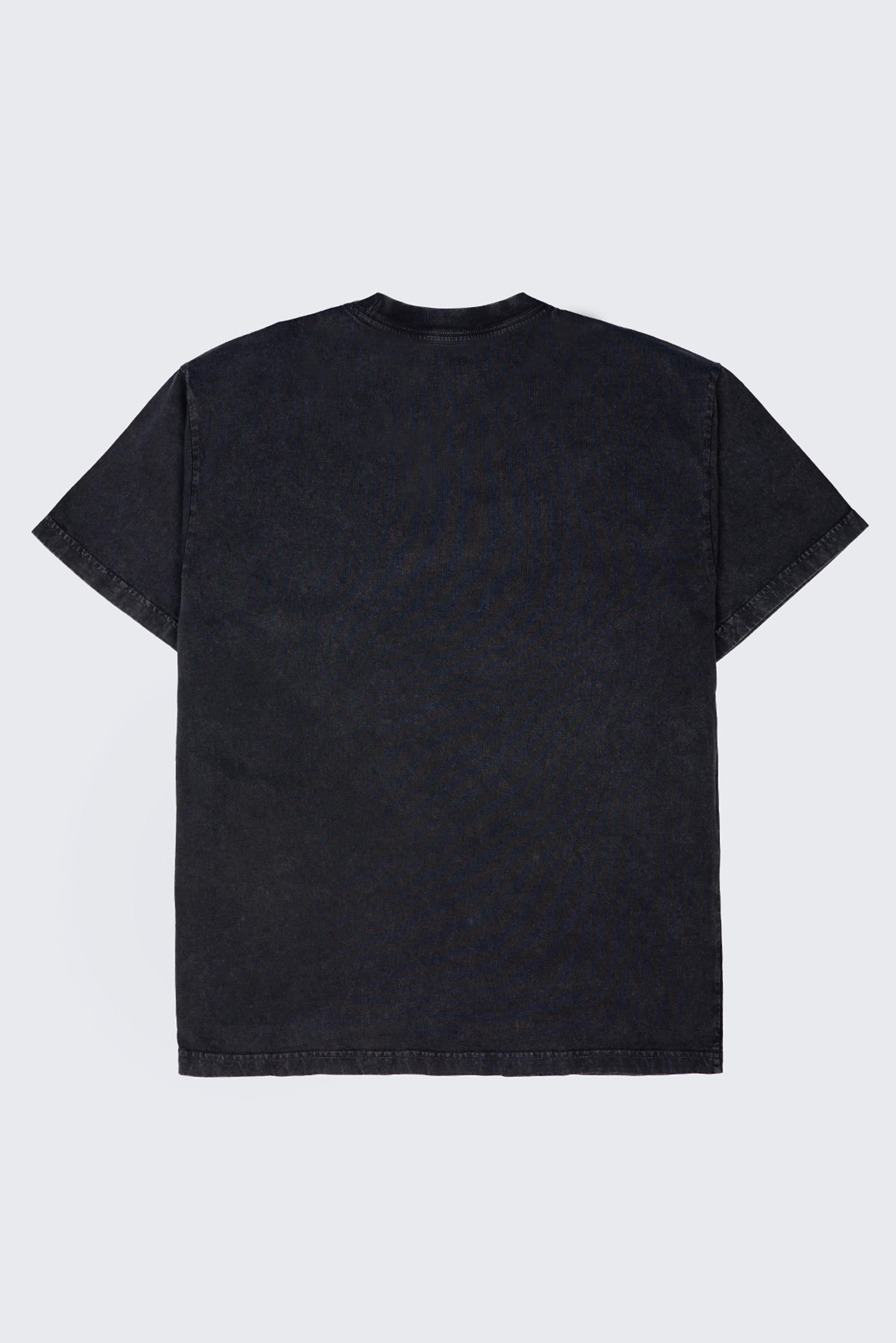 Black t-shirt on a light gray background