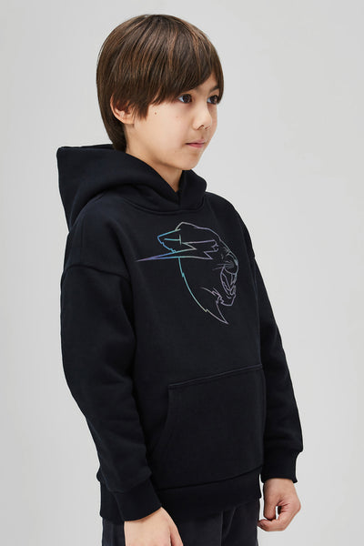 KIDS REFLECTIVE PANTHER HOODIE - BLACK